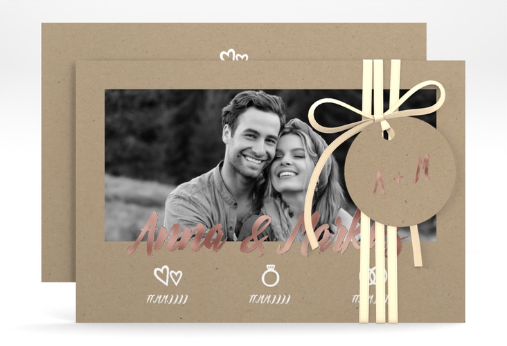 Save the Date-Karte Icons A6 Karte quer rosegold