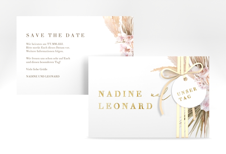 Save the Date-Karte Nude A6 Karte quer gold
