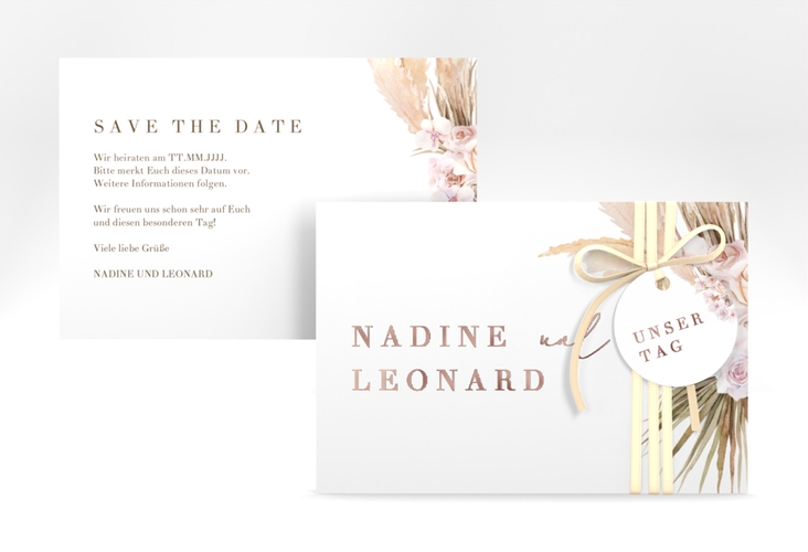 Save the Date-Karte Nude A6 Karte quer rosegold