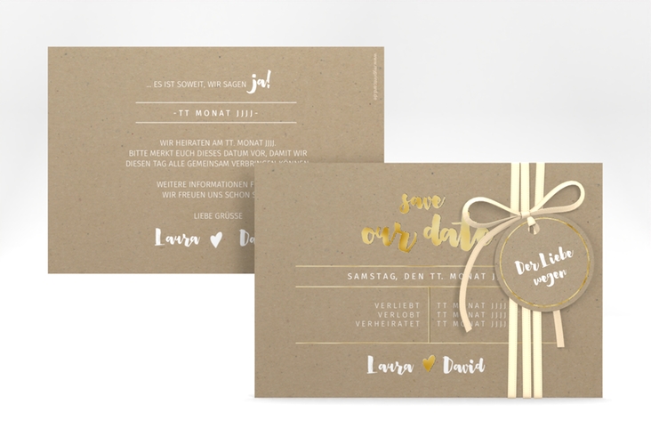 Save the Date-Karte Letterbox A6 Karte quer gold