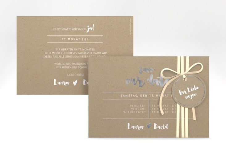 Save the Date-Karte Letterbox A6 Karte quer silber