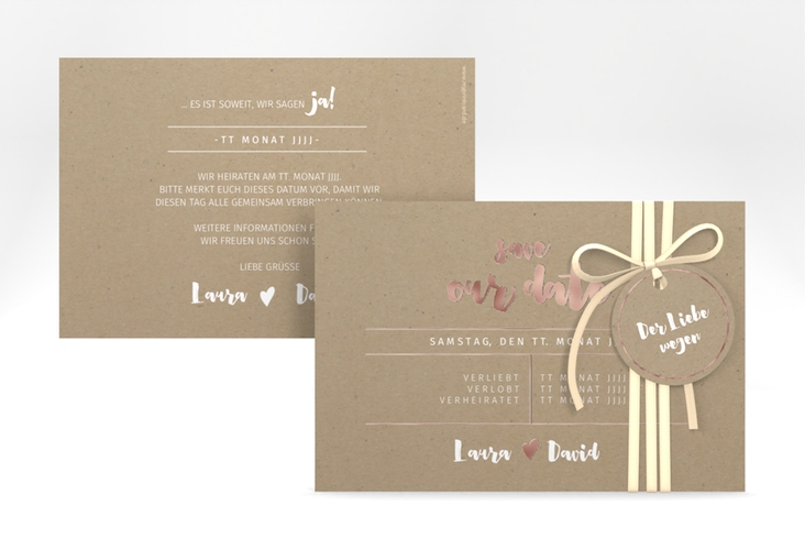 Save the Date-Karte Letterbox A6 Karte quer rosegold