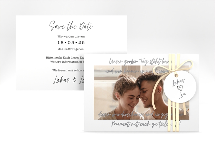Save the Date-Karte Liebesbrief A6 Karte quer silber