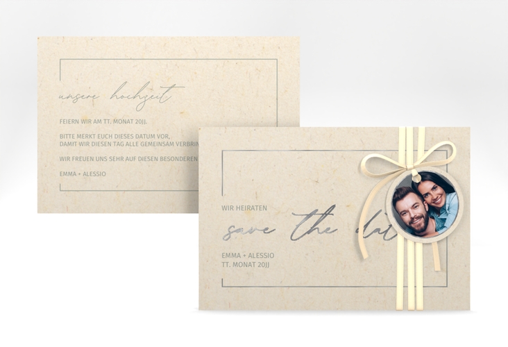 Save the Date-Karte Simple Line A6 Karte quer silber