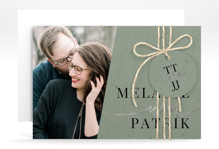 Save the Date-Karte Leichtigkeit A6 Karte quer silber