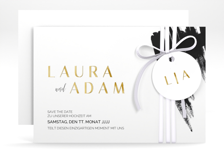 Save the Date-Karte Brush A6 Karte quer gold