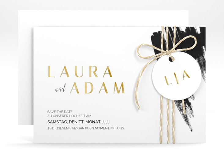 Save the Date-Karte Brush A6 Karte quer gold
