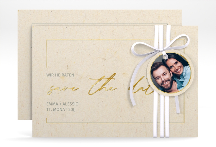 Save the Date-Karte Simple Line A6 Karte quer gold