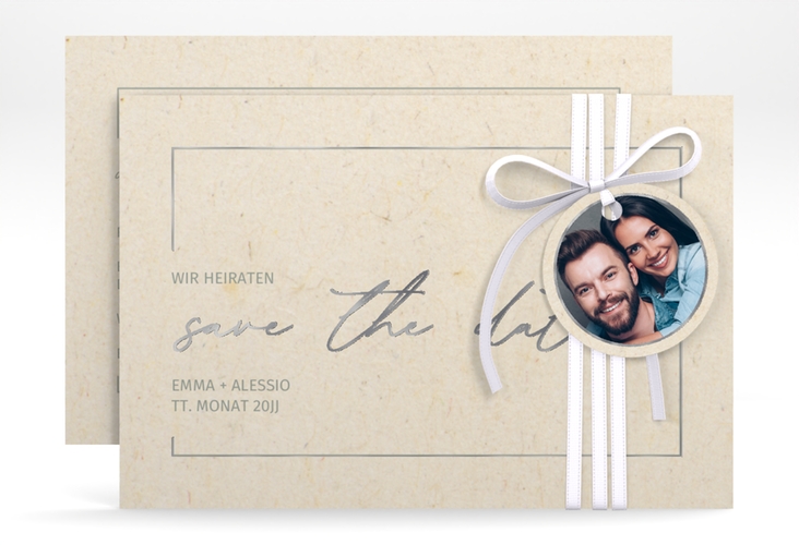Save the Date-Karte Simple Line A6 Karte quer silber