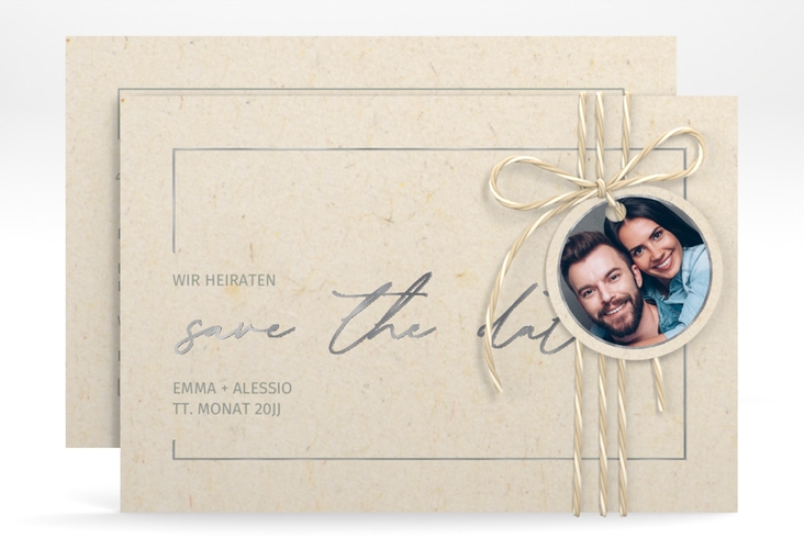 Save the Date-Karte Simple Line A6 Karte quer silber