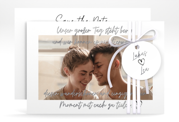 Save the Date-Karte Liebesbrief A6 Karte quer silber