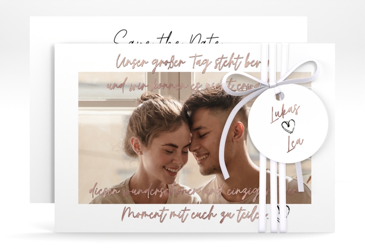 Save the Date-Karte Liebesbrief A6 Karte quer rosegold