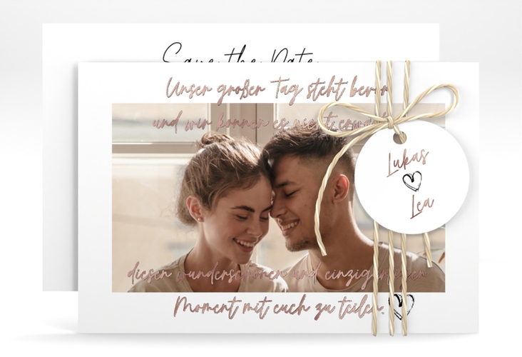 Save the Date-Karte Liebesbrief A6 Karte quer rosegold