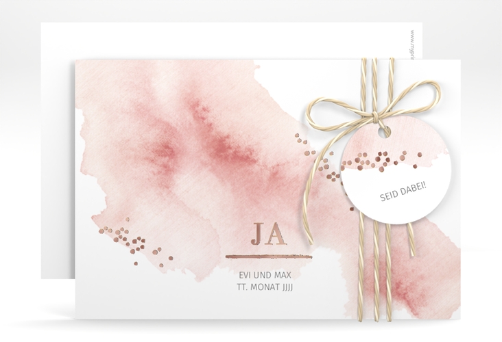 Save the Date-Karte Pastell A6 Karte quer rosegold
