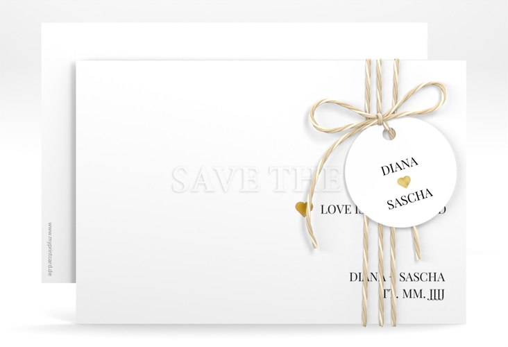 Save the Date-Karte Embossing A6 Karte quer gold