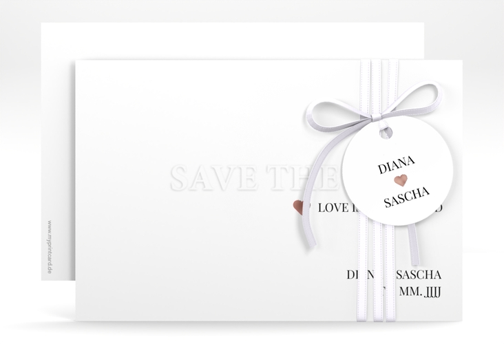 Save the Date-Karte Embossing A6 Karte quer rosegold