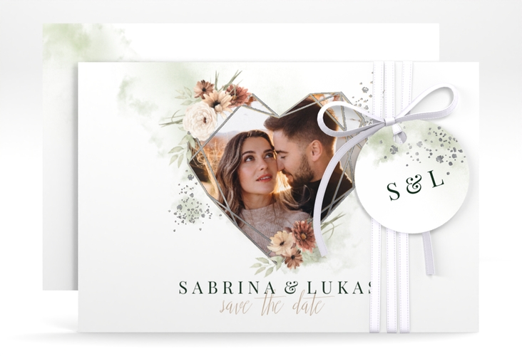 Save the Date-Karte Odeur A6 Karte quer silber