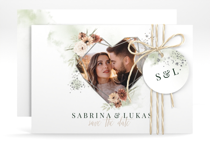Save the Date-Karte Odeur A6 Karte quer silber