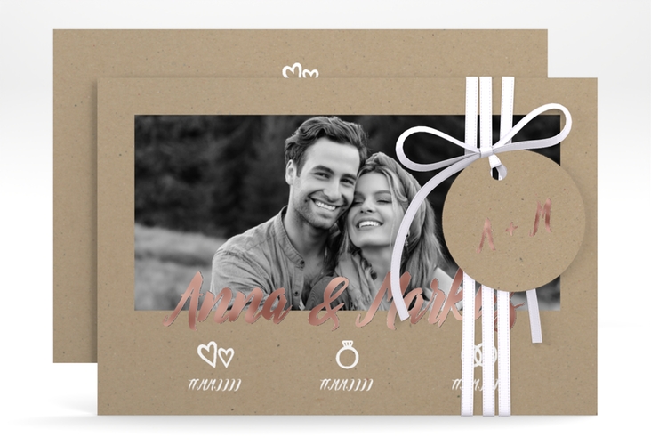 Save the Date-Karte Icons A6 Karte quer rosegold