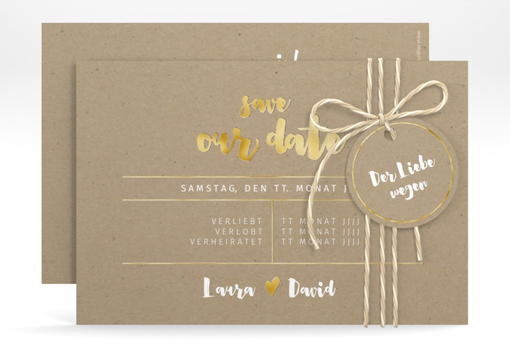Save the Date-Karte Letterbox A6 Karte quer gold