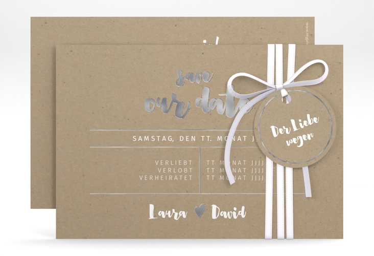 Save the Date-Karte Letterbox A6 Karte quer silber
