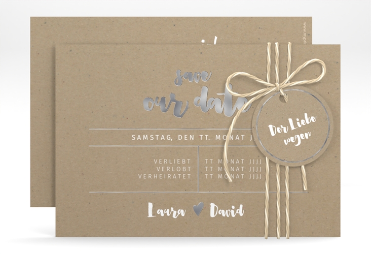 Save the Date-Karte Letterbox A6 Karte quer silber