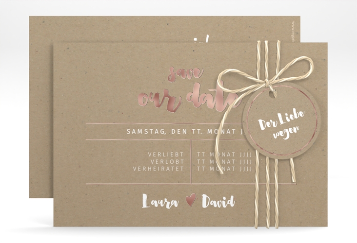 Save the Date-Karte Letterbox A6 Karte quer rosegold