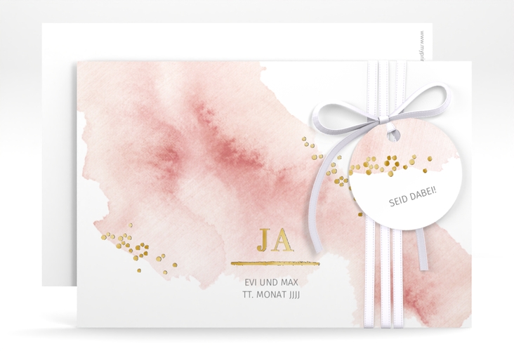 Save the Date-Karte Pastell A6 Karte quer gold
