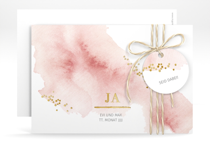 Save the Date-Karte Pastell A6 Karte quer gold
