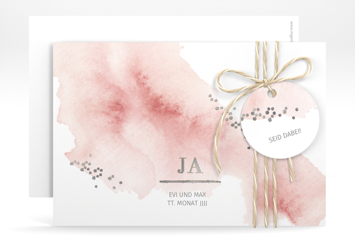Save the Date-Karte Pastell A6 Karte quer silber