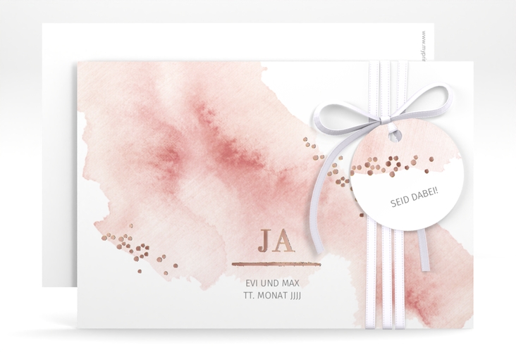 Save the Date-Karte Pastell A6 Karte quer rosegold