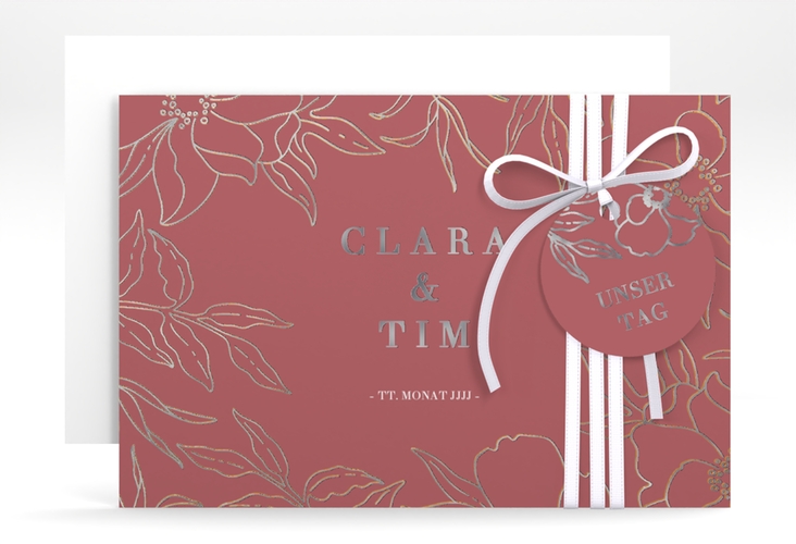 Save the Date-Karte Contour A6 Karte quer silber