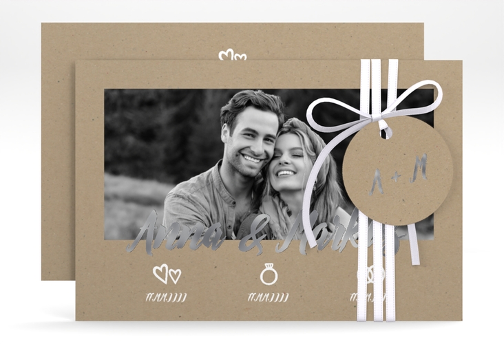 Save the Date-Karte Icons A6 Karte quer silber