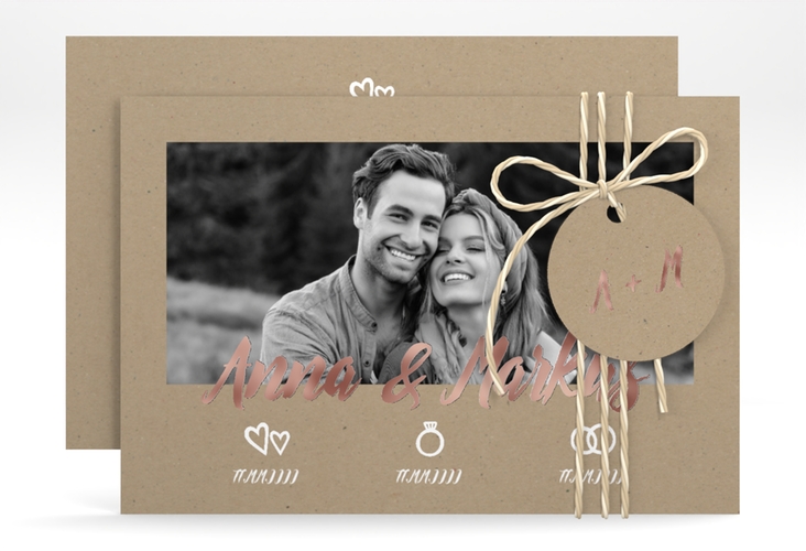 Save the Date-Karte Icons A6 Karte quer rosegold