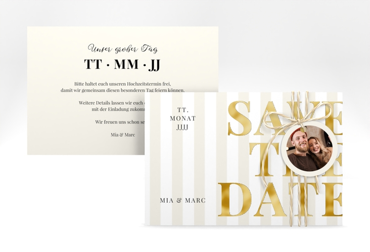 Save the Date-Karte Streifen A6 Karte quer gold