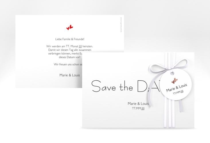 Save the Date-Karte Hochzeit Twohearts A6 Karte quer rosegold