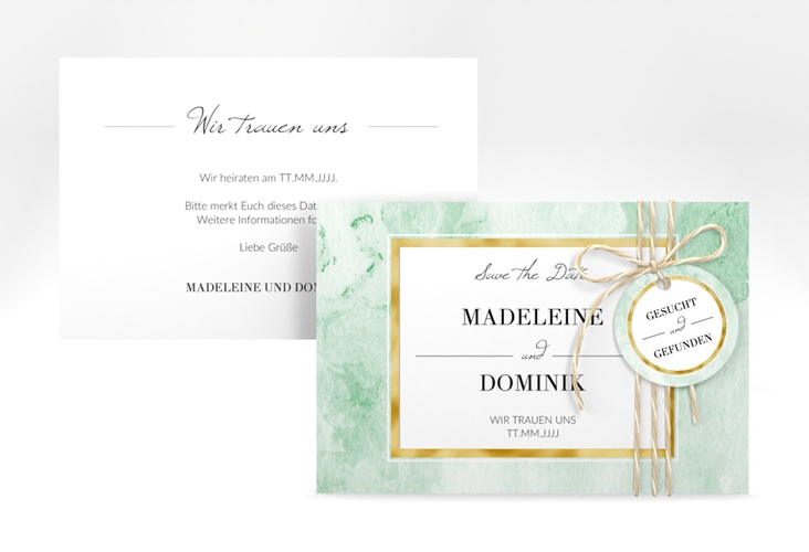 Save the Date-Karte Marble A6 Karte quer gold