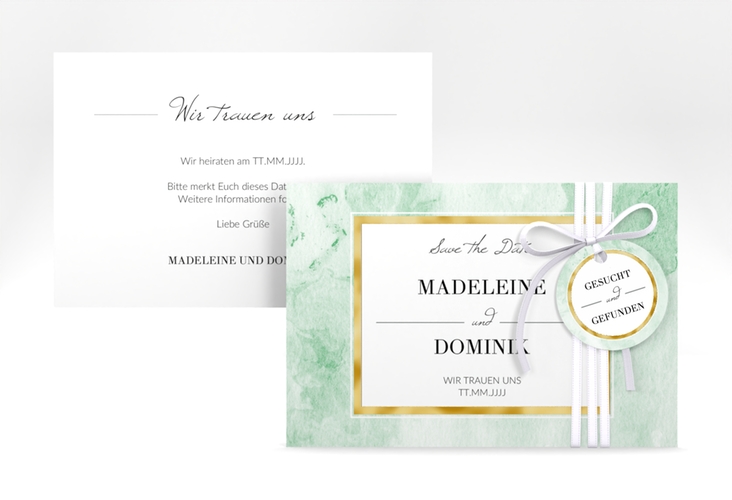 Save the Date-Karte Marble A6 Karte quer gold