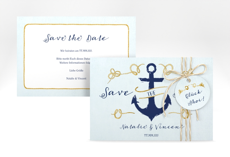 Save the Date-Karte Anker A6 Karte quer gold