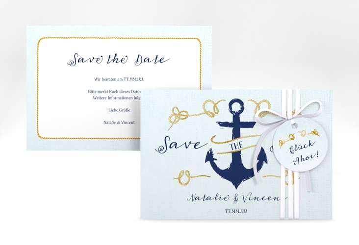 Save the Date-Karte Anker A6 Karte quer gold