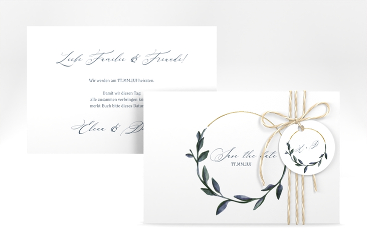 Save the Date-Karte Botanica A6 Karte quer gold
