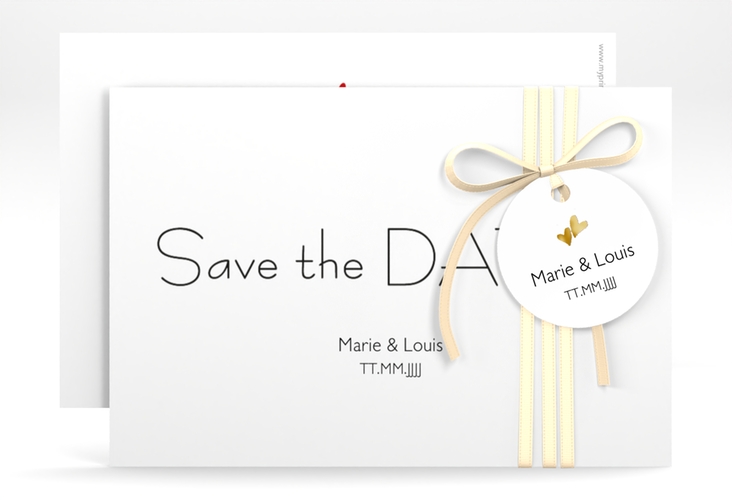 Save the Date-Karte Hochzeit Twohearts A6 Karte quer gold