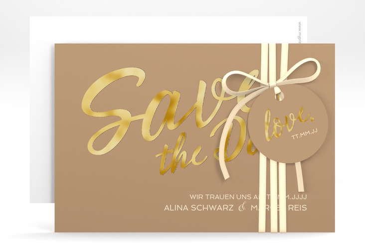 Save the Date-Karte Glam A6 Karte quer gold