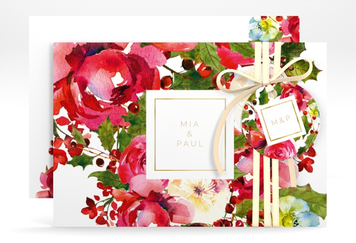 Save the Date-Karte Blumenpracht A6 Karte quer gold