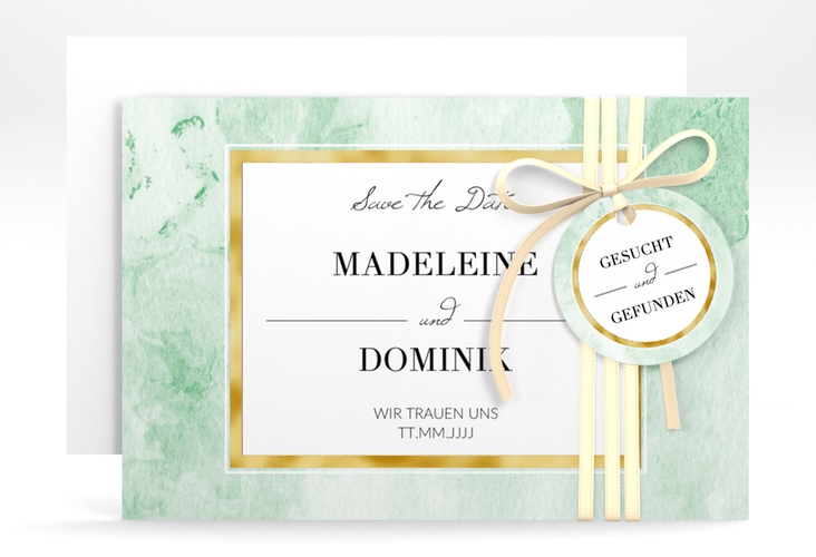 Save the Date-Karte Marble A6 Karte quer gold