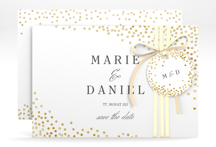 Save the Date-Karte Glitter A6 Karte quer gold