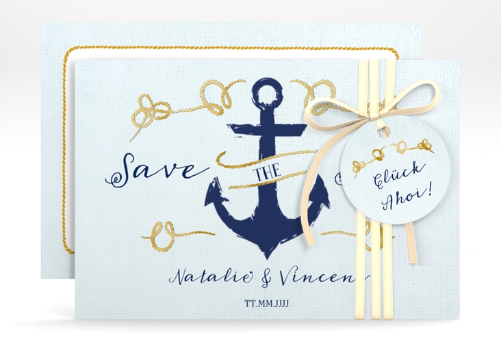 Save the Date-Karte Anker A6 Karte quer gold
