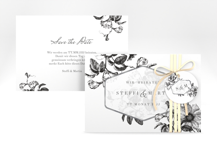 Save the Date-Karte Magnificent A6 Karte quer silber