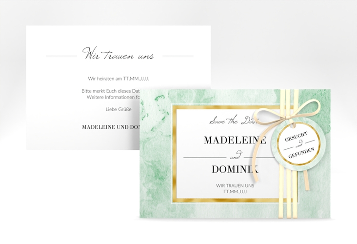 Save the Date-Karte Marble A6 Karte quer gold