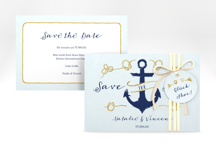 Save the Date-Karte Anker A6 Karte quer gold